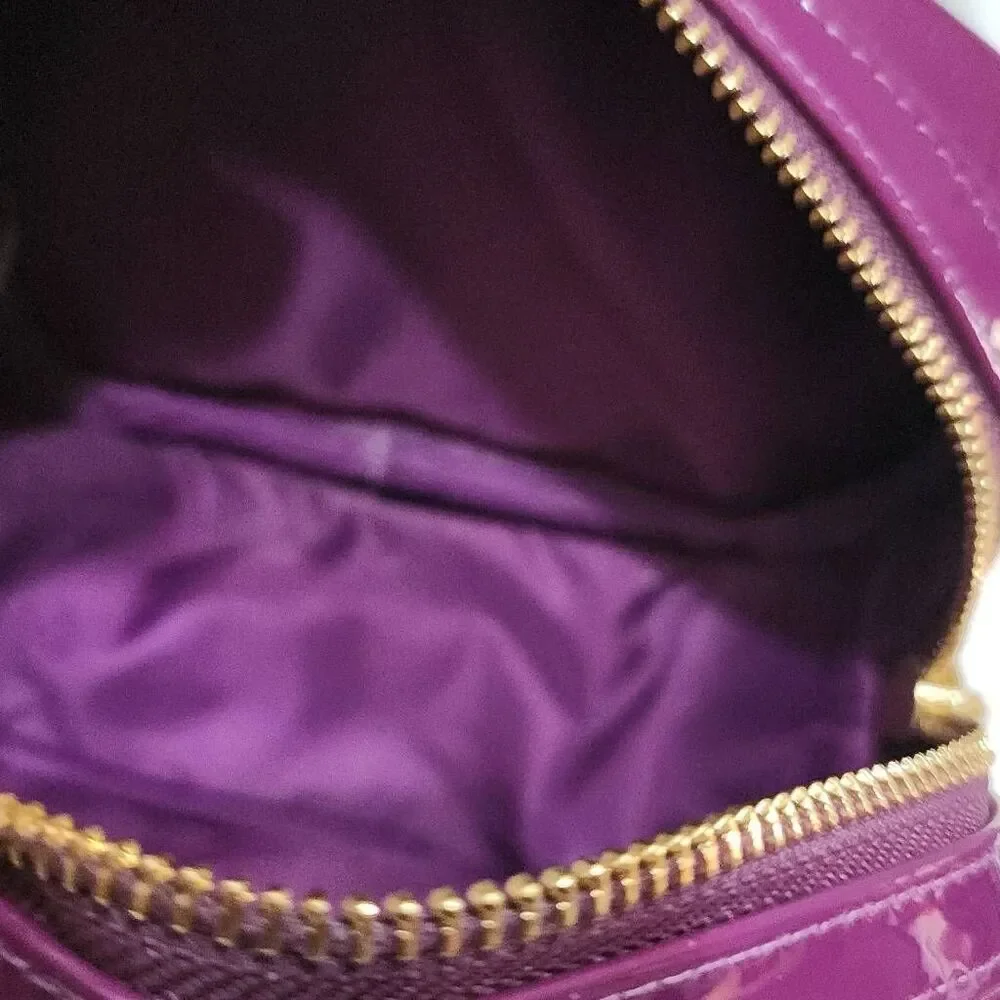 Tory Burch Stacked Patent Small Cosmetic Case Purple